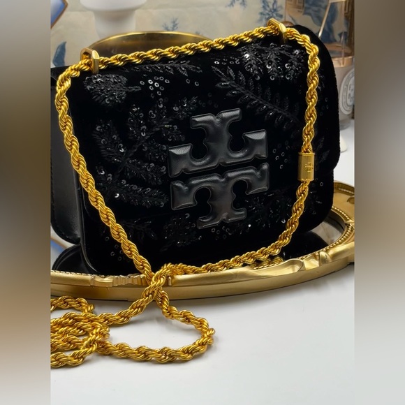 🆕 TORY BURCH 🧿 NWT Eleanor Embroidered Velvet Convertible Shoulder Bag - AUTH - Picture 12 of 16